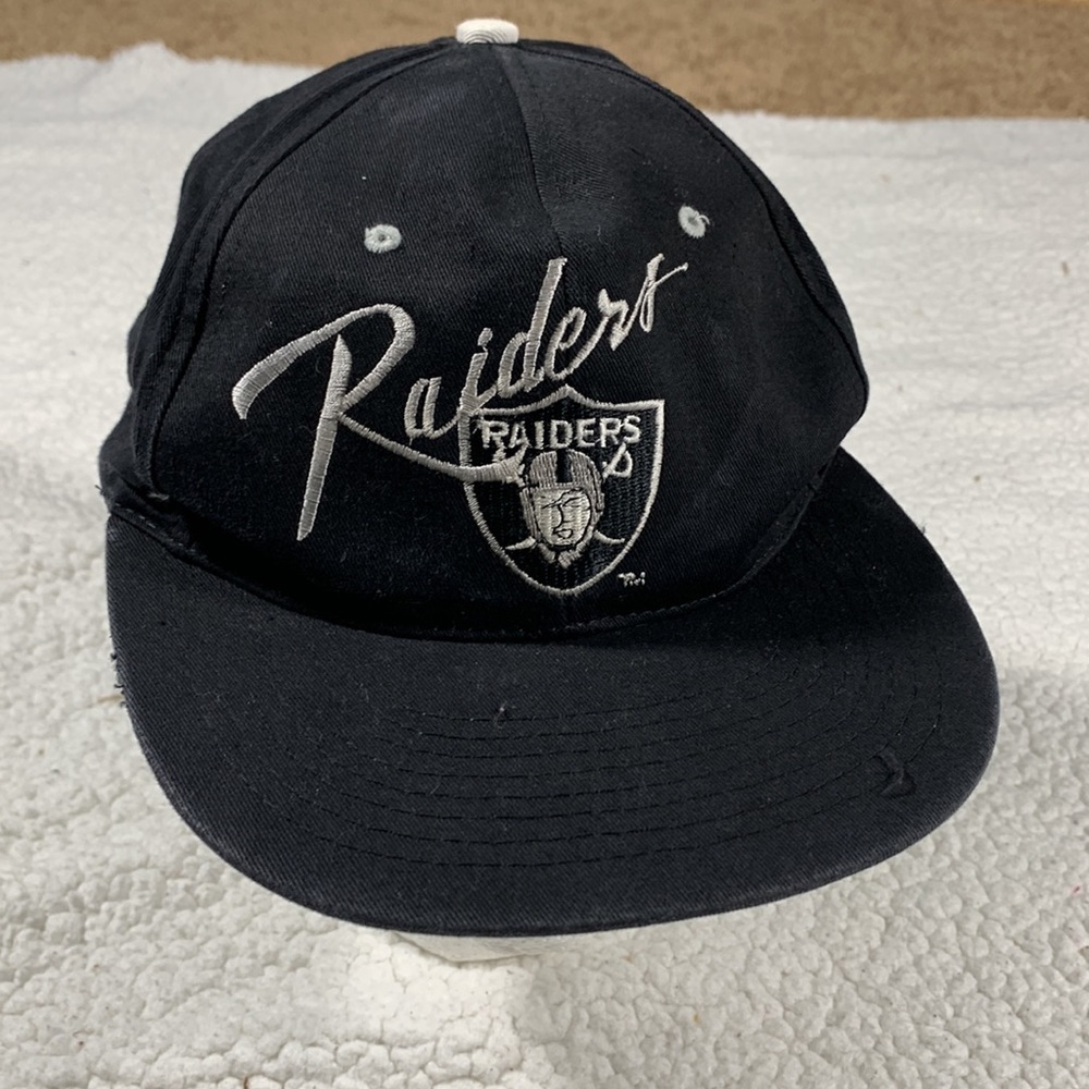 Vintage Raiders Snap Back Ball Cap Hat Plain Logo NFL team
